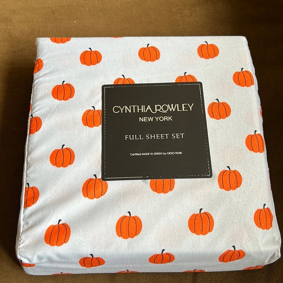 Cynthia Rowley Other - New Cynthia Rowley Cute Fall Pumpkins 4 Pc Full Sheet Set Microfiber Gray Orange